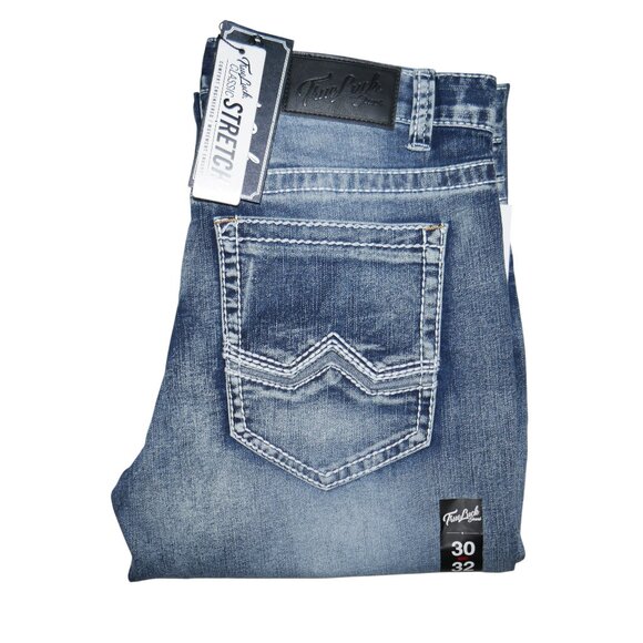 NEW True Luck Bootcut Jeans Men's Size 30x32 Thick Stitch Dark Wash BKE - Picture 1 of 9